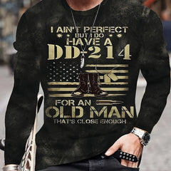 DD 53 Print Men's Long Sleeve Vintage Novelty Tee