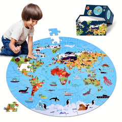 Animal Floor Puzzle - Educational Round with Vibrant Patterns