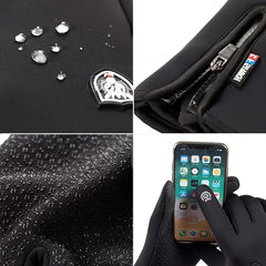 Non-slip Zipper Winter Gloves Touchscreen Plush Warm