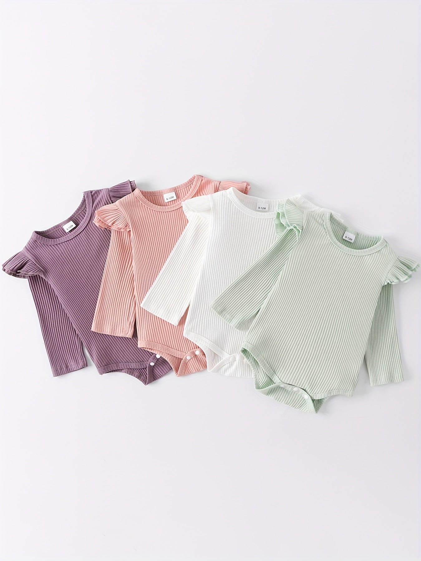 Baby Girls Ruffle Long Sleeve Rompers 4pcs