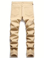 Letter Print Graphic Pattern Slim Fit Jeans Men's Casual Denim Pants