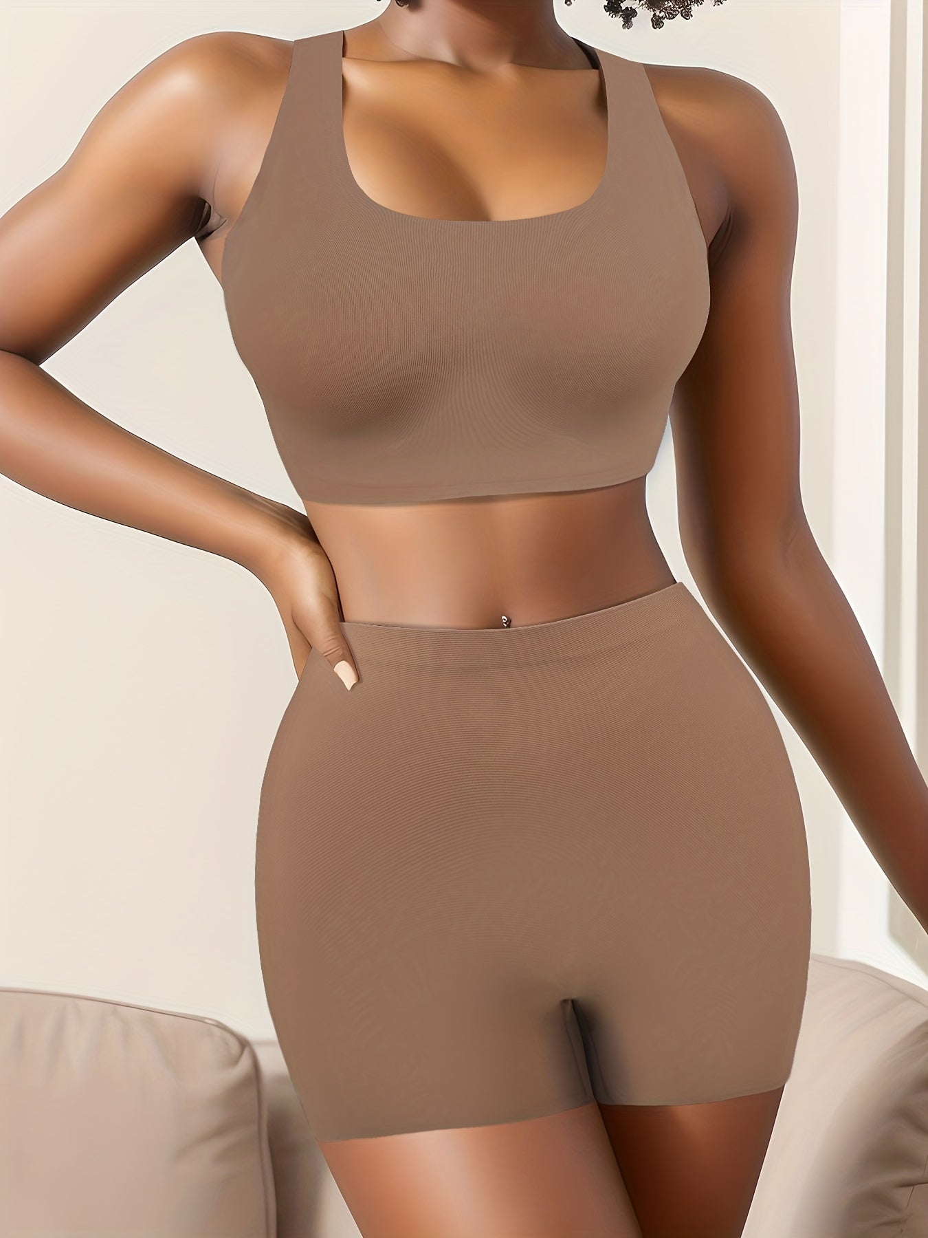 Solid Bra & Panties Set Women's Lingerie