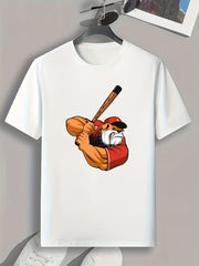 Dog Playing Baseball Pattern Print Men's Sports T-shirt