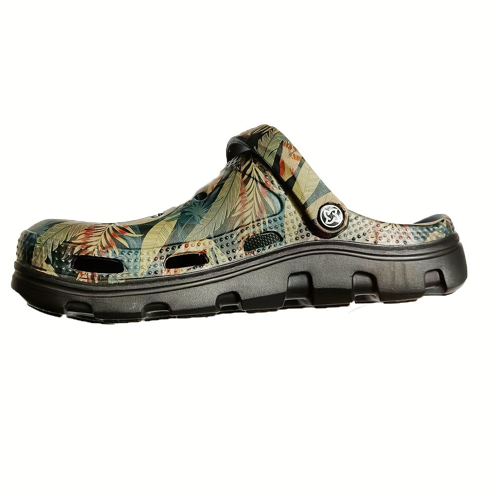 Men's Forest Print Slip On Platform Clogs Sandals