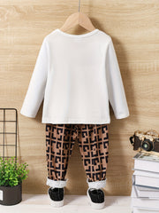 Geometric Print 2pcs Set Boy's Outfit