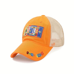 Hip Hop Patch Mesh Trucker Hat Block Letter Embroidery Baseball Cap
