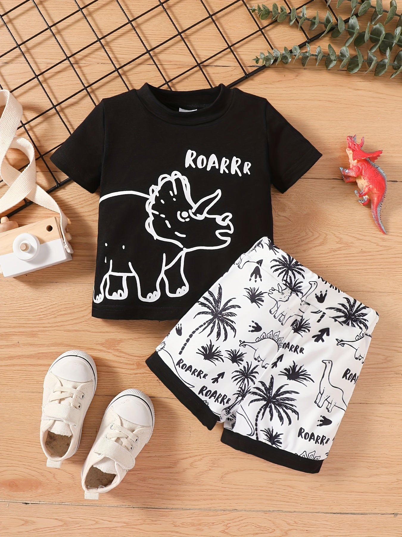 Boys Dinosaur T Shirt & Shorts Set for Summer