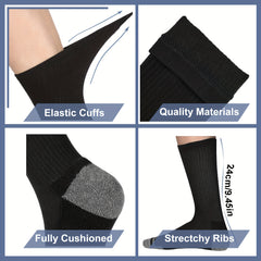 5 Pairs Men's Cotton Cushioned Mid Calf Socks for Outdoor Activities