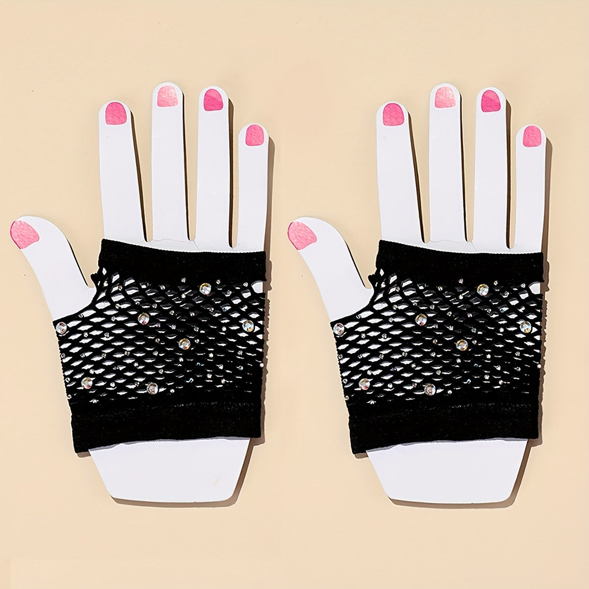 Short Fishnet Rhinestone Gloves - Stylish Gloves For Women