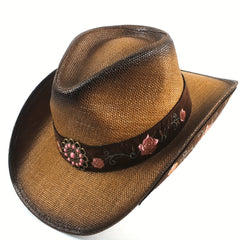 Vintage Embroidery Flower Hatband Boho Straw Hat