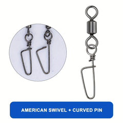 50pcs Fishing Rolling Barrel Swivels With 8 Shape Connectors