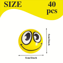 40pcs Mini 2 Inch Stress Relief Balls Foam Squeeze Toys - Funny Expressions
