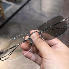 Men's Lightweight Frameless Changing Glasses with Anti Light Lens & Case