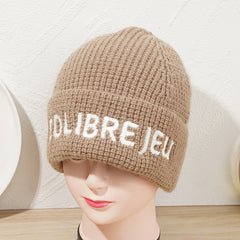 Embroidery Beanie Hat for Women Men Casual Knit