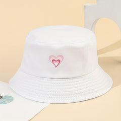 Heart Print Couple Bucket Hat Casual Unisex Solid Basin Hat