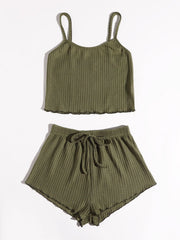 Textured Pajama Set Cami Top & Shorts Women's Sleepwear