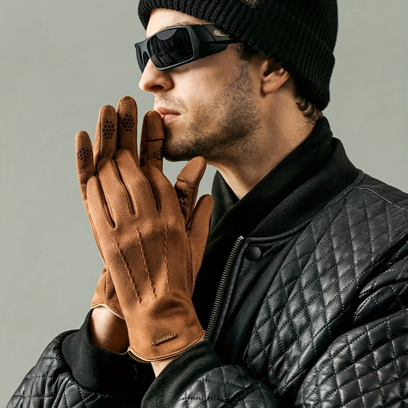 Autumn Winter Windproof Suede Gloves Outdoor Cycling Skiing