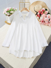 Lace Long Sleeve Blouse with Collar