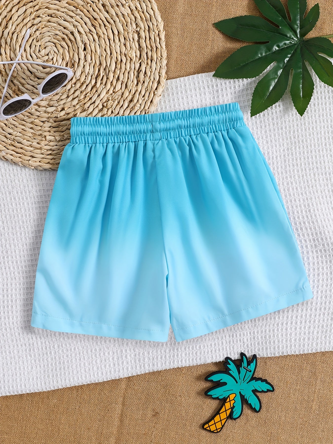 Boys Swim Trunks Gradient Print Elastic Waist Beach Pants