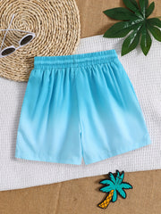 Boys Swim Trunks Gradient Print Elastic Waist Beach Pants