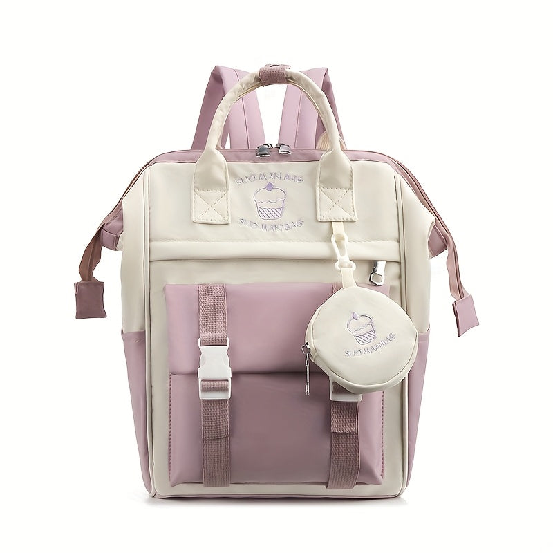 Large Capacity Diaper Bag with Floral Design