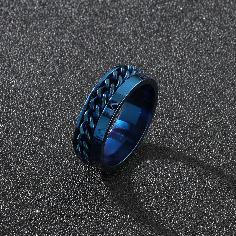 Men's Rotatable Roman Numeral Band Ring