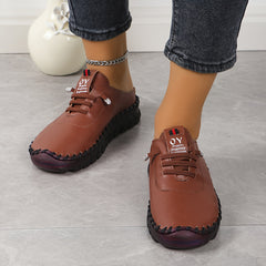 Women's Lace up Comfort Mules Sneakers Lightweight Slip on Flat Walking Shoes