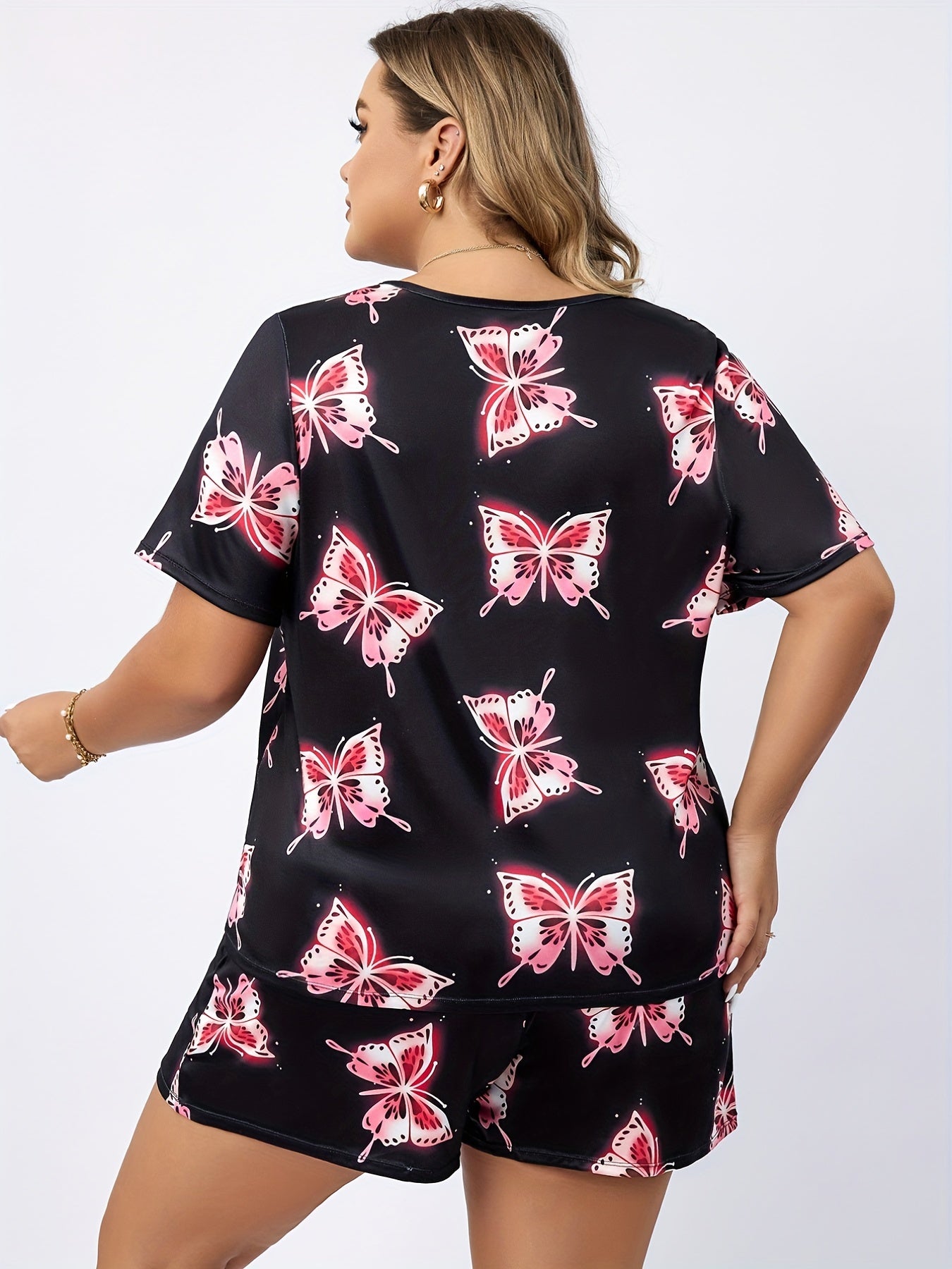 Butterfly Print Tee & Shorts Pajama Set