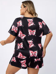 Butterfly Print Tee & Shorts Pajama Set