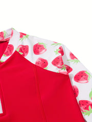 Toddler Girls Strawberry Swimwear Set For Summer Surfing