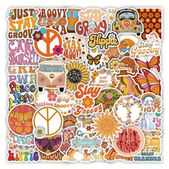 50Pcs Hippie Stickers Preppy Sticker Packs Hippy Party Decor...