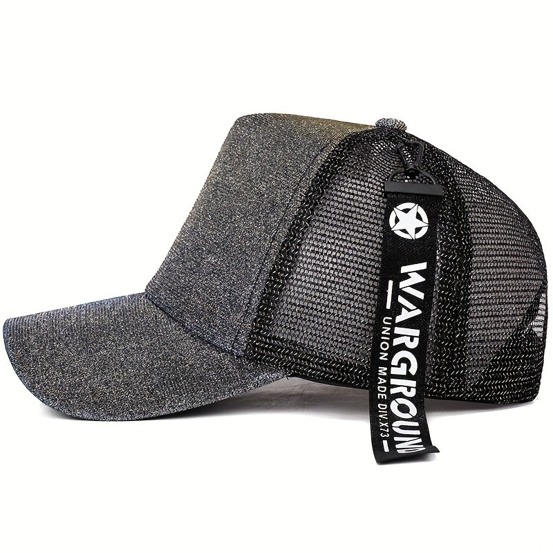 Glitter Hip Hop Trucker Hat Ribbon Decor Cotton Breathable Sunshade Baseball Cap