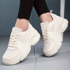 Mesh Platform Chunky Sneakers Lace Up Breathable Thick Soles