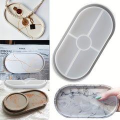 Oval Tray Cement Silicone Molds DIY Flower Pot Concrete Plaster Mould