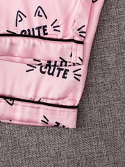 Girls Cat Shirt Pants Pajamas Set Kids Clothes