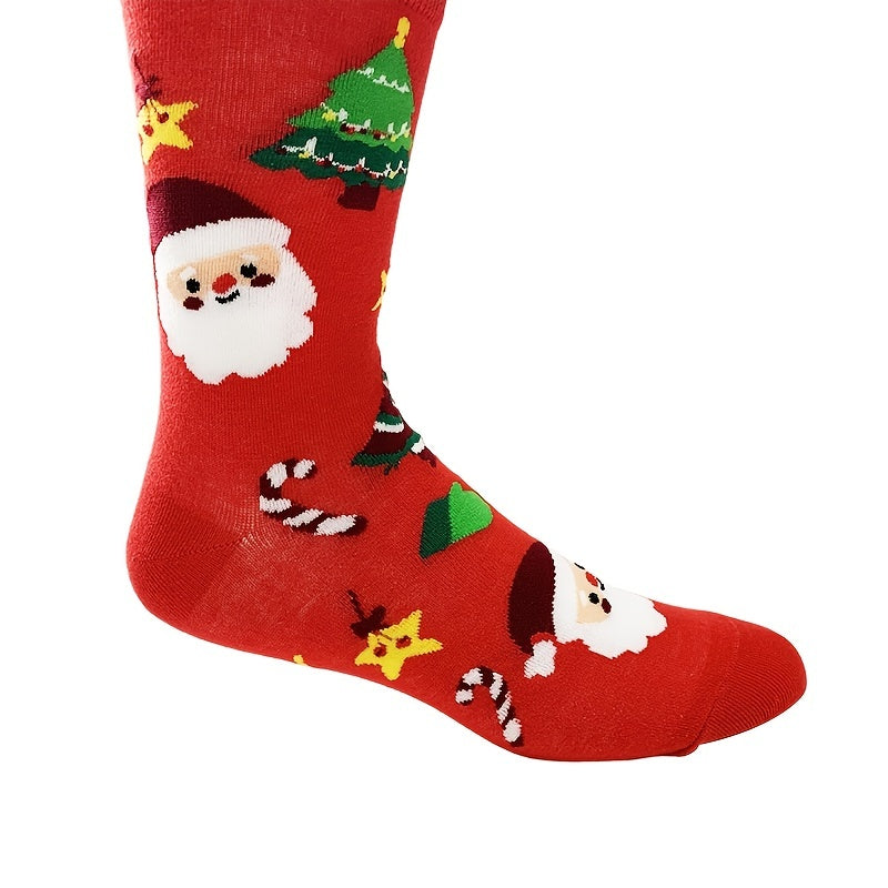 Men's Christmas Tube Socks Red Santa Print Autumn Winter
