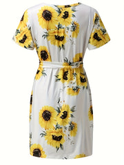 Womens Floral Print Maxi Dress with Pockets
