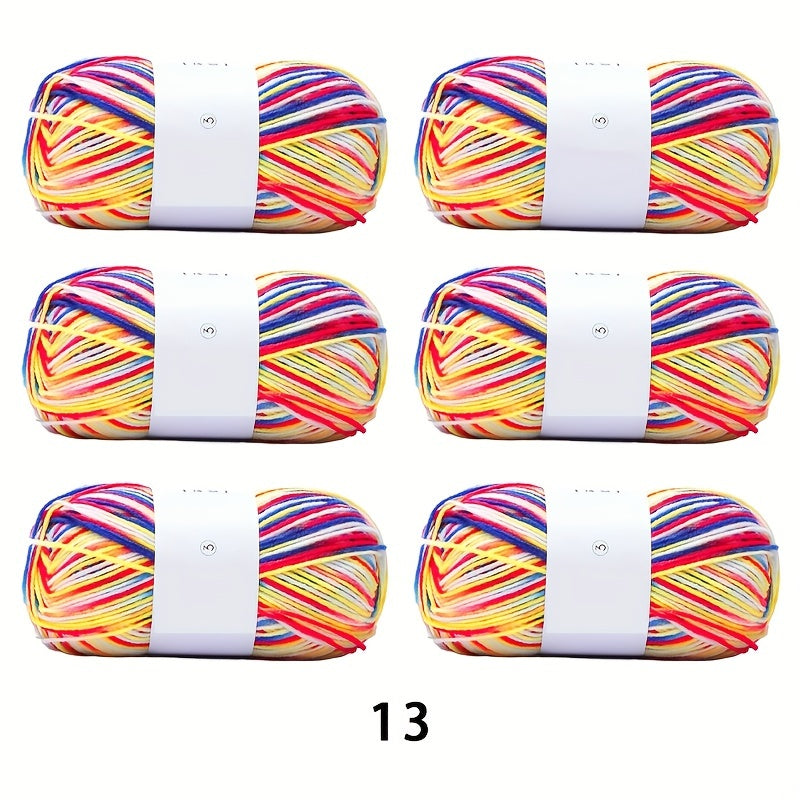 6pcs 50g Space Dyed Acrylic Yarn - Socks Yarn Hook Doll Scarf Hand Knitting Yarn