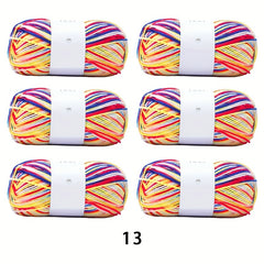 6pcs 50g Space Dyed Acrylic Yarn - Socks Yarn Hook Doll Scarf Hand Knitting Yarn