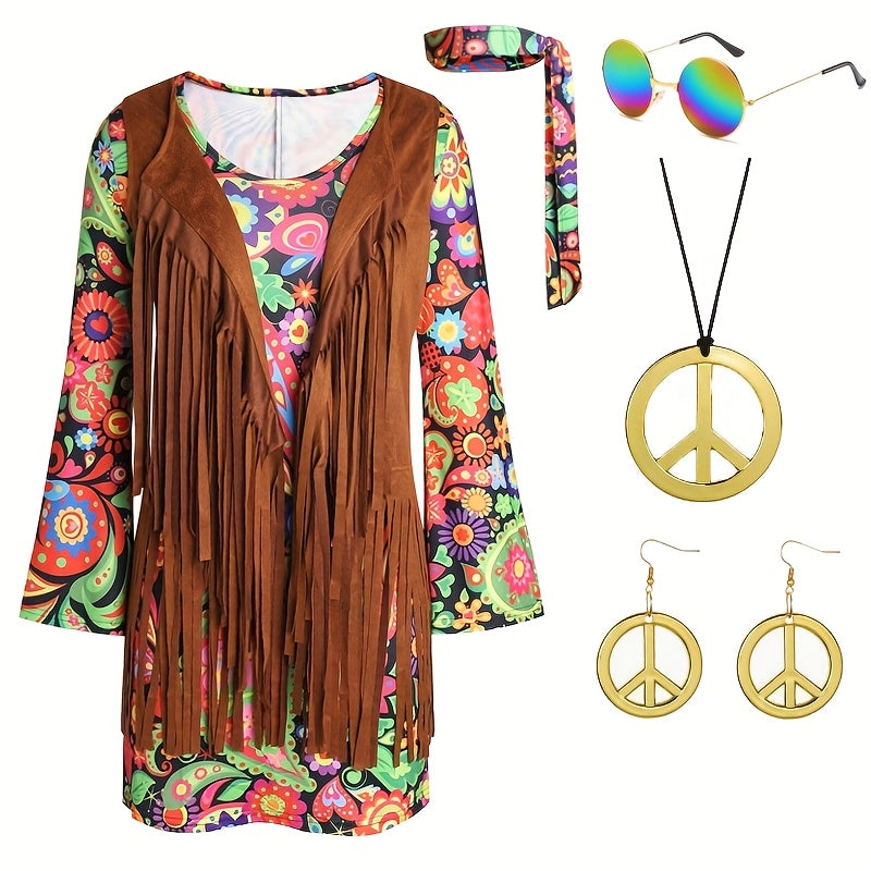70s 80s Retro Disco Hippie Performance Costume Set