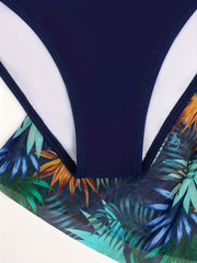 Tropical Print Bikini Set & Cover Up