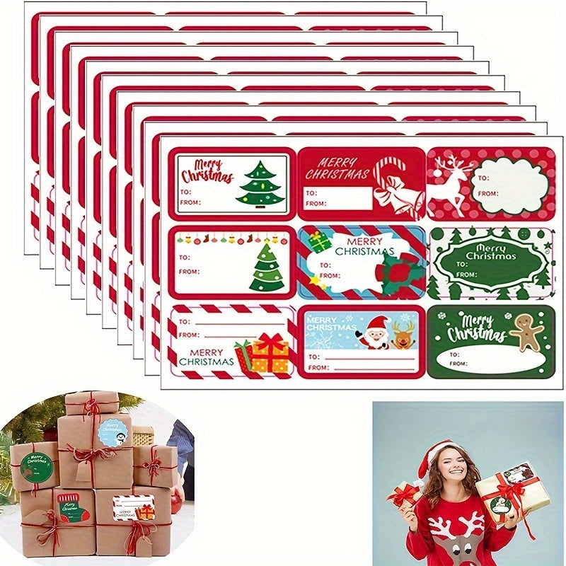 Christmas Stickers 10 Sheets Pack - Gift Tags Envelope Seals