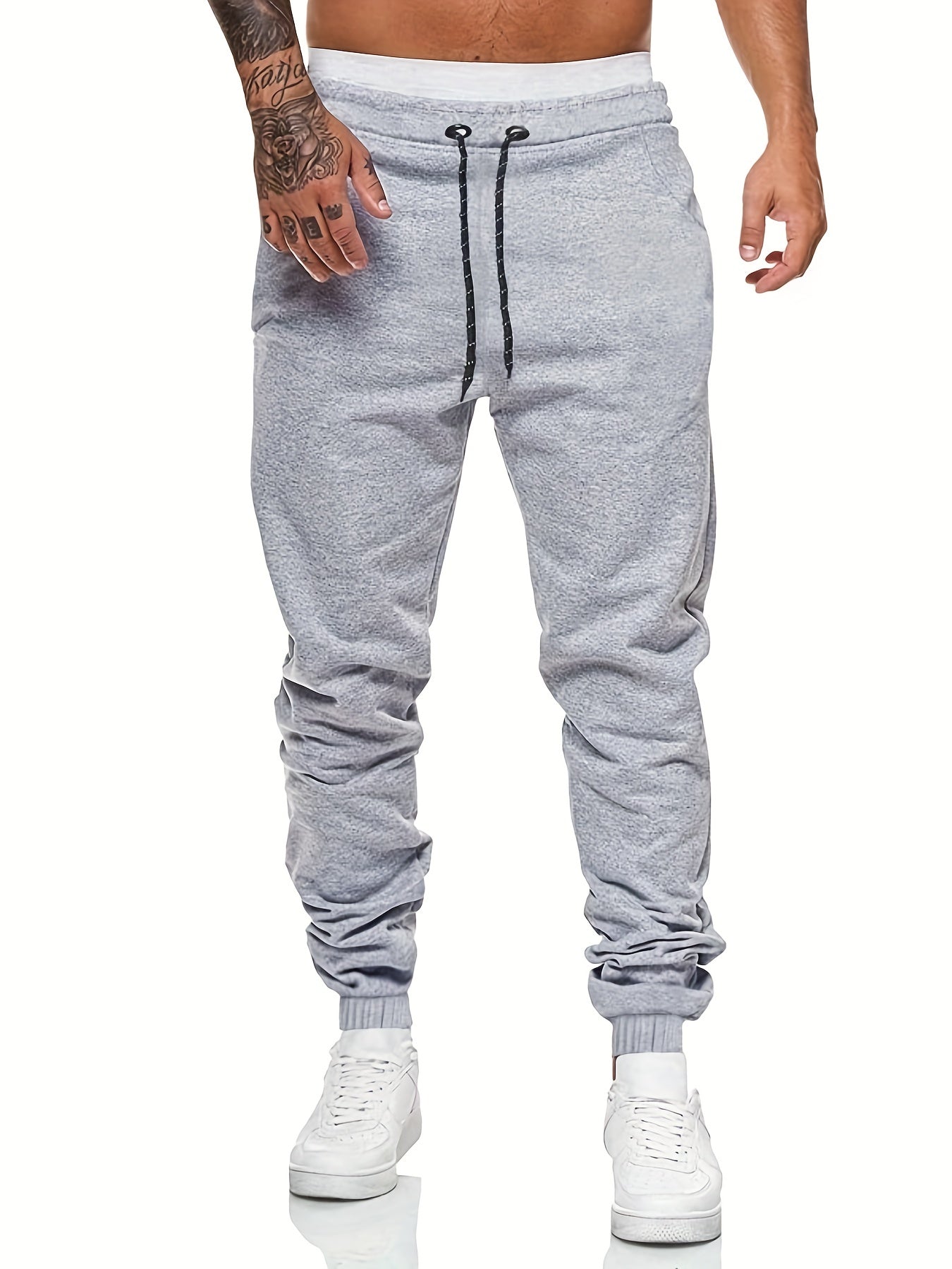 Men's Solid Drawstring Sweatpants Loose Fit Casual Joggers Spring Autumn