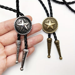 Retro Pentagram Pendant Buckle Necktie for Men and Women