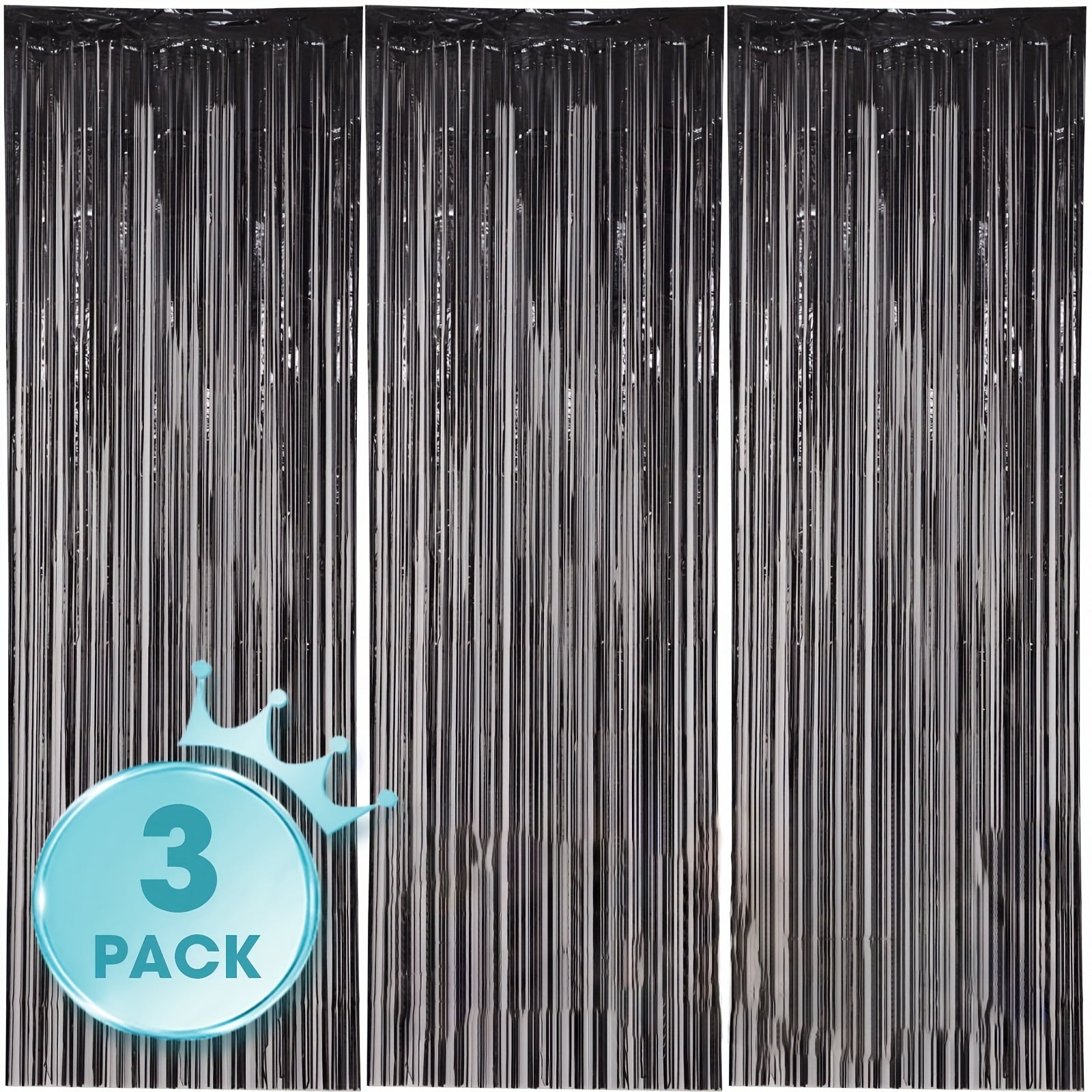3pcs 3x6ft Foil Tassel Backdrop Curtains - Party Decorations