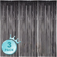 3pcs 3x6ft Foil Tassel Backdrop Curtains - Party Decorations