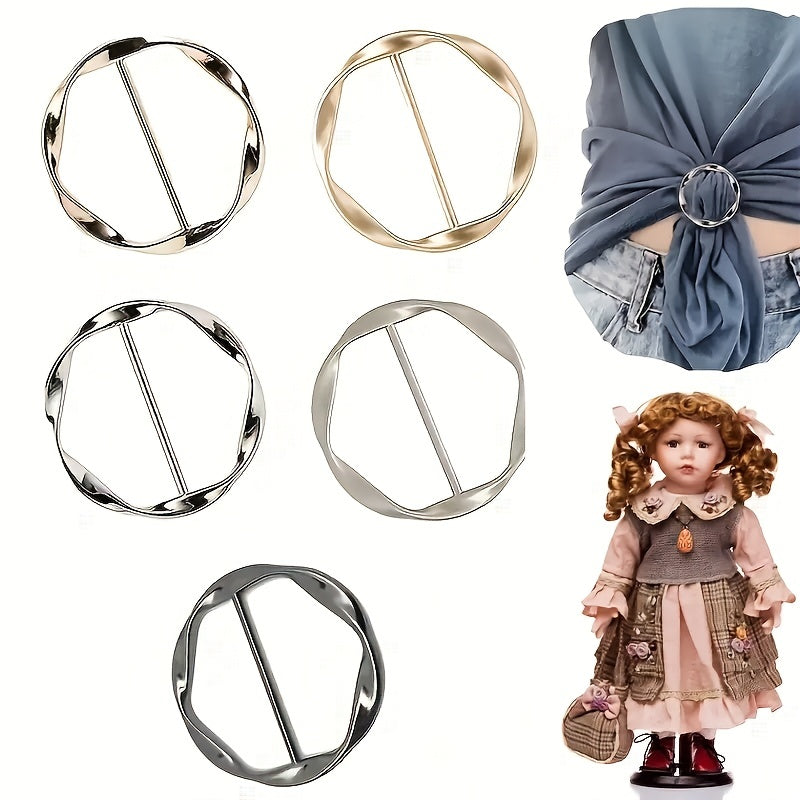 4pcs Scarf Ring Clip Round Buckle Clothing Ring