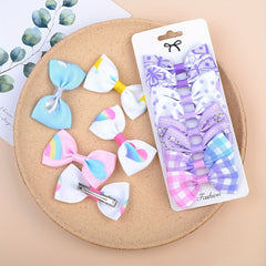 8pcs Cartoon Gradient Rainbow Bow Hair Clips Girls Accessories