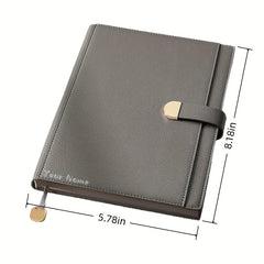 Personalized A5 Faux Leather Notebook with Golden Clasp & Name Label