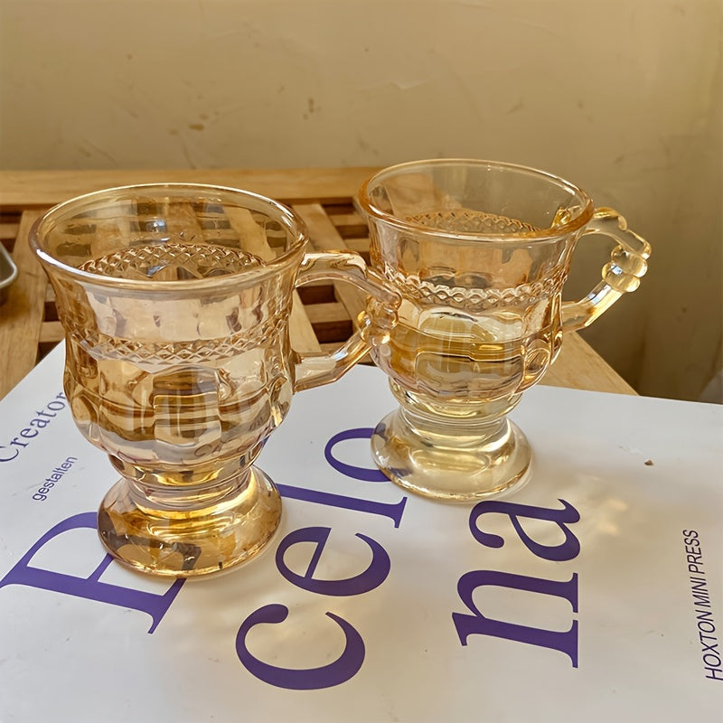Vintage Amber Glass Cup - 150ml Portable Mini Wine/Coffee Cup for Travel